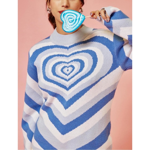 Cider Sweaters Cider Blue Heart Wave Sweater Powderpuff Girls Super